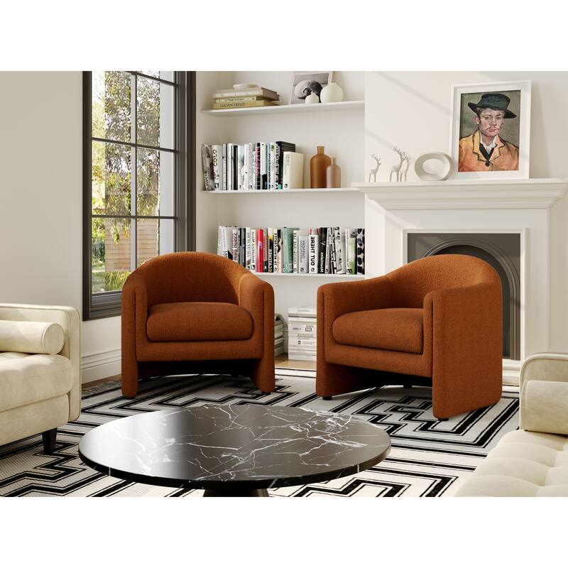 2 Set Modern Upholstered Barrel Accent Chair