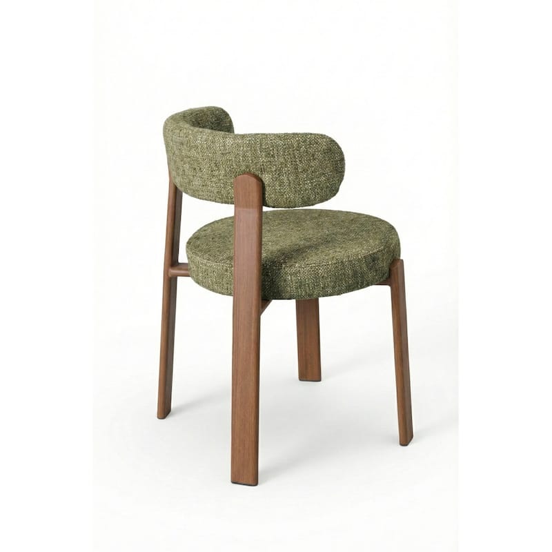 Upholstered Curved Back Wood-look Metal Frame 2pc Dining Chairs - N/A