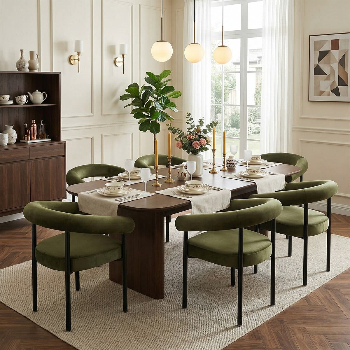 Velvet Upholstered Chairs (Set of 6)