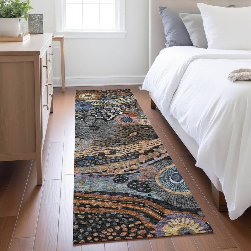 Machine Washable Indoor/ Outdoor Whimsy Floral Chantille Rug