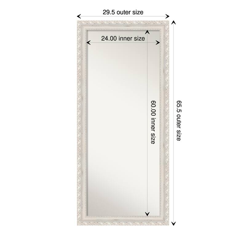 Opera Off White Non-Beveled Wood Framed Full-Length Floor Leaner Mirror - Opera Off White - Glass Size 24x60