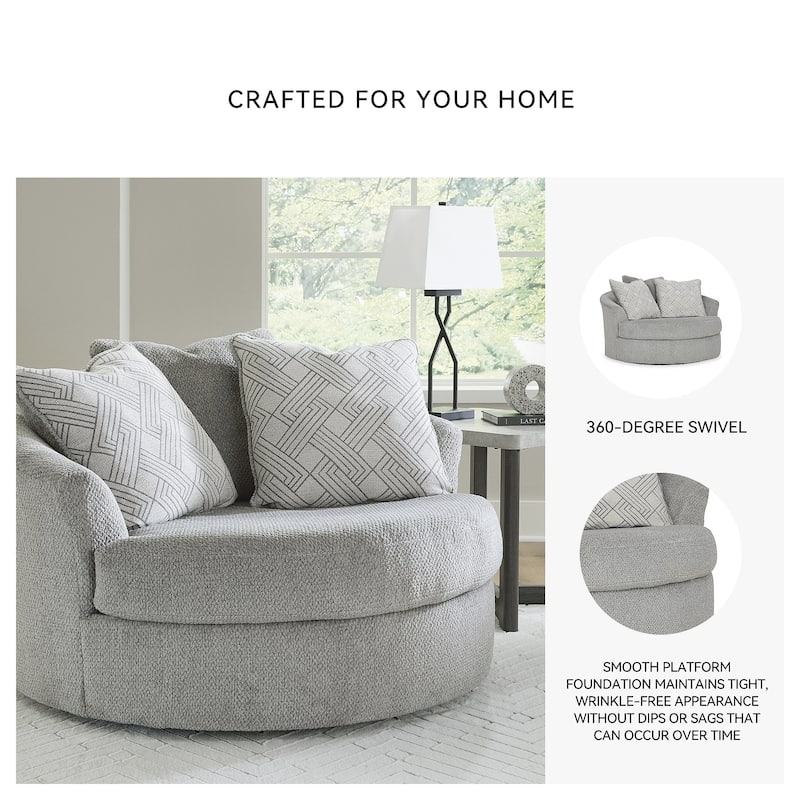 Signature Design by Ashley Casselbury Cement Oversized Swivel Accent Chair - 56" W x 55" D x 39" H