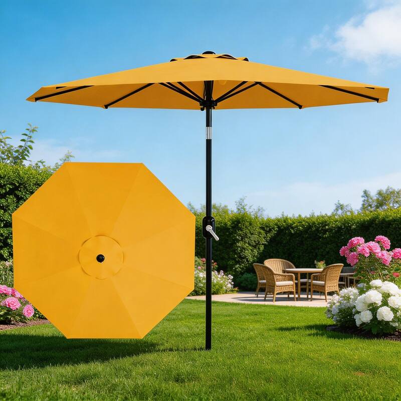 10ft Outdoor Patio Umbrella, with Crank Lift & Push Button Tilt, UV Protection Waterproof