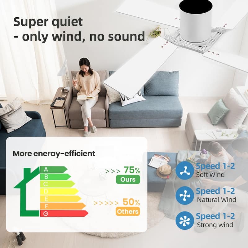 48Inch 4 Two-color Fan Blades Dc Motor Indoor Ceiling Fan With Remote