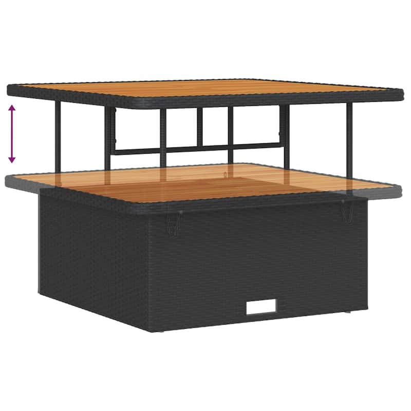 vidaXL 3/4 Piece Garden Dining Set with Cushions Black Poly Rattan Acacia