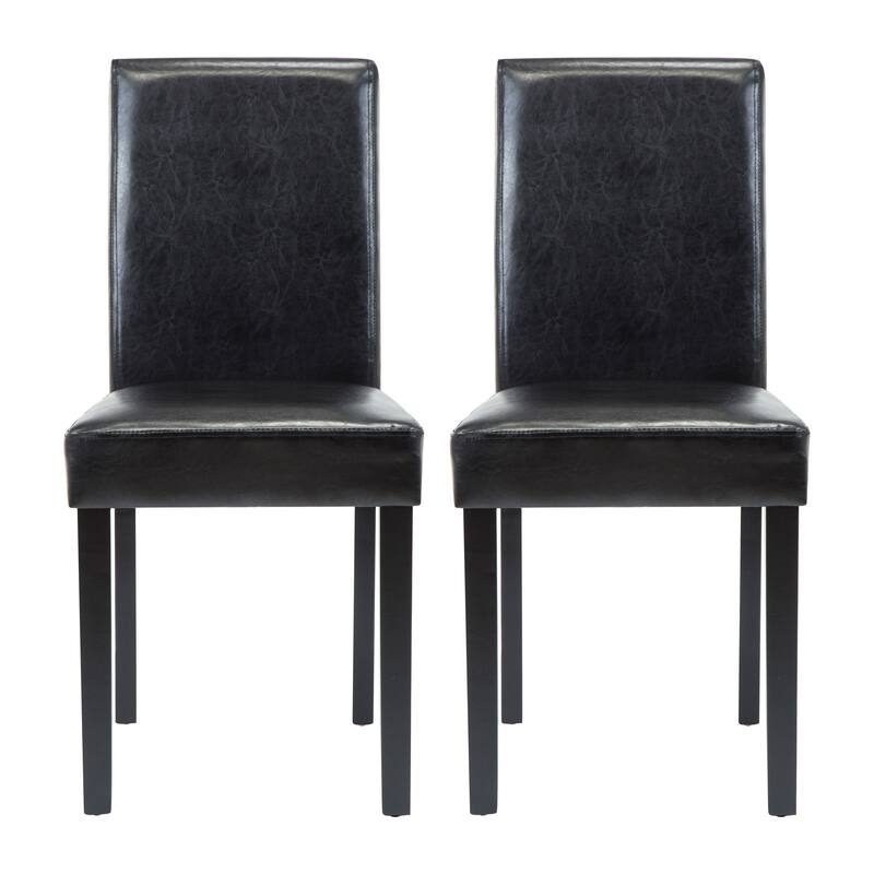 Faux Leather or Fabric Parsons Dining Chairs Set of 2 with Wood Legs