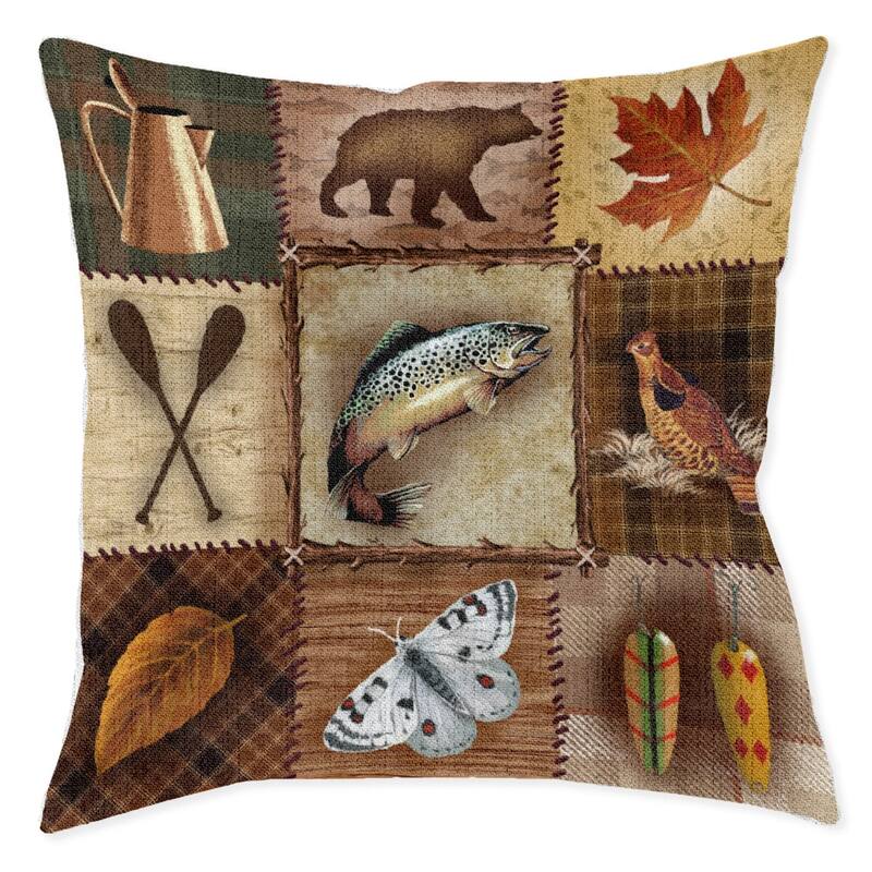 Laural Home Wilderness Patch 17" x 18" Woven Decorative Pillow