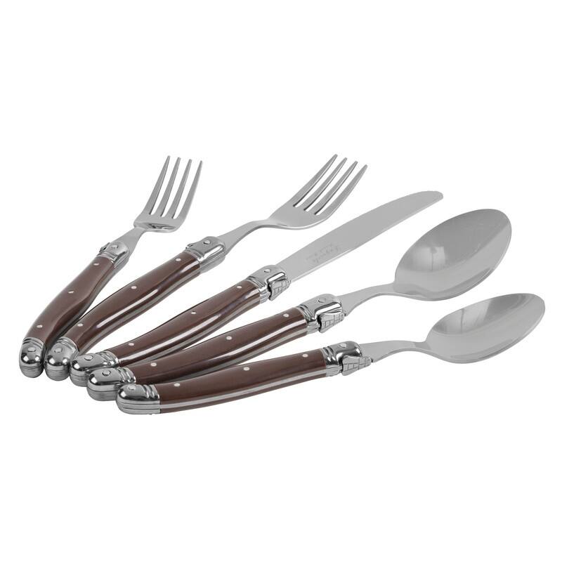French Home 20 Piece Laguiole Flatware Set, Service for 4, Pewter