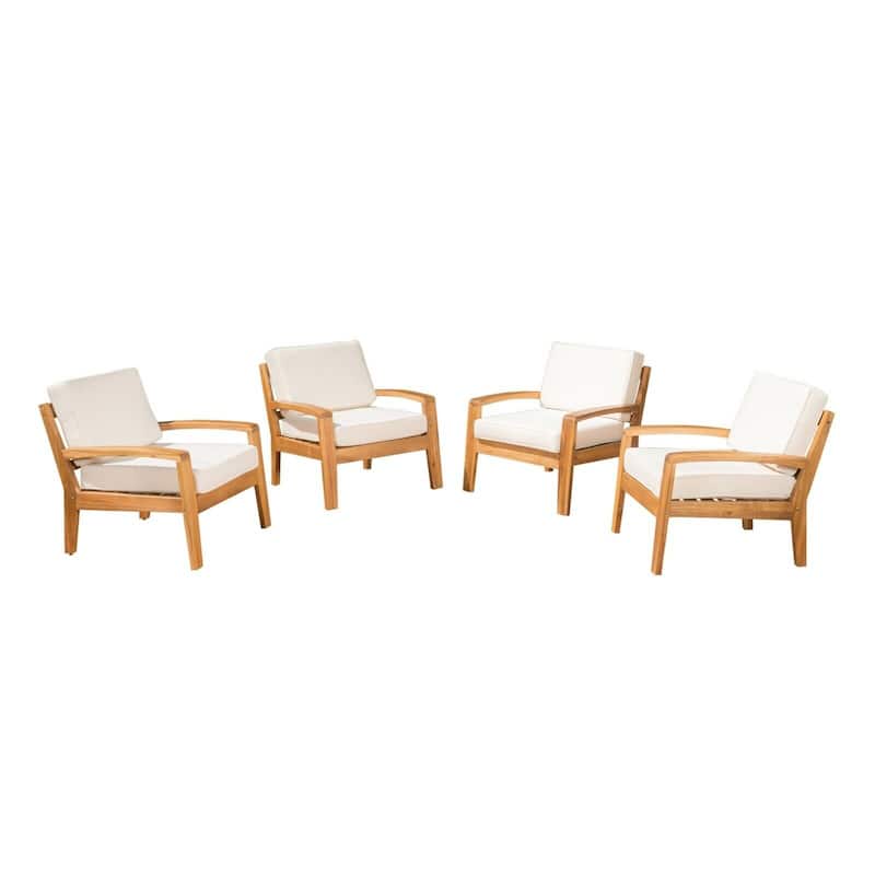 Roomfitters Grenada Solid Acacia Wood Outdoor Club Chair with Cushions