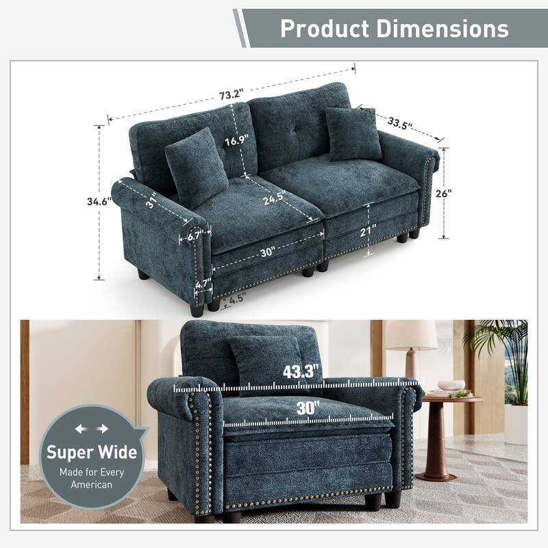 MAISON ARTS Mid-Century Modern Oversized Modular Sectional Couch Set with Ottoman, Cloud Sofa with Throw Pillows for Living Room