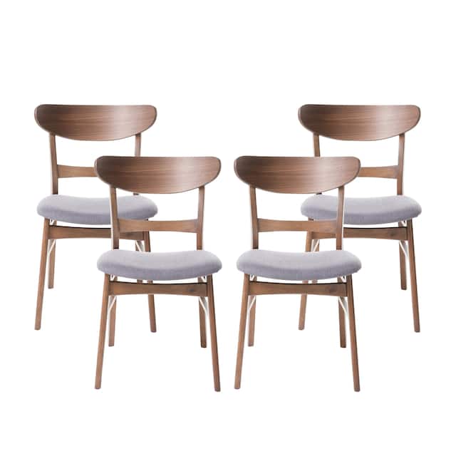 Idalia Mid-century Modern Dining Chairs (Set of 4) by Christopher Knight Home - Dark Gray + Walnut