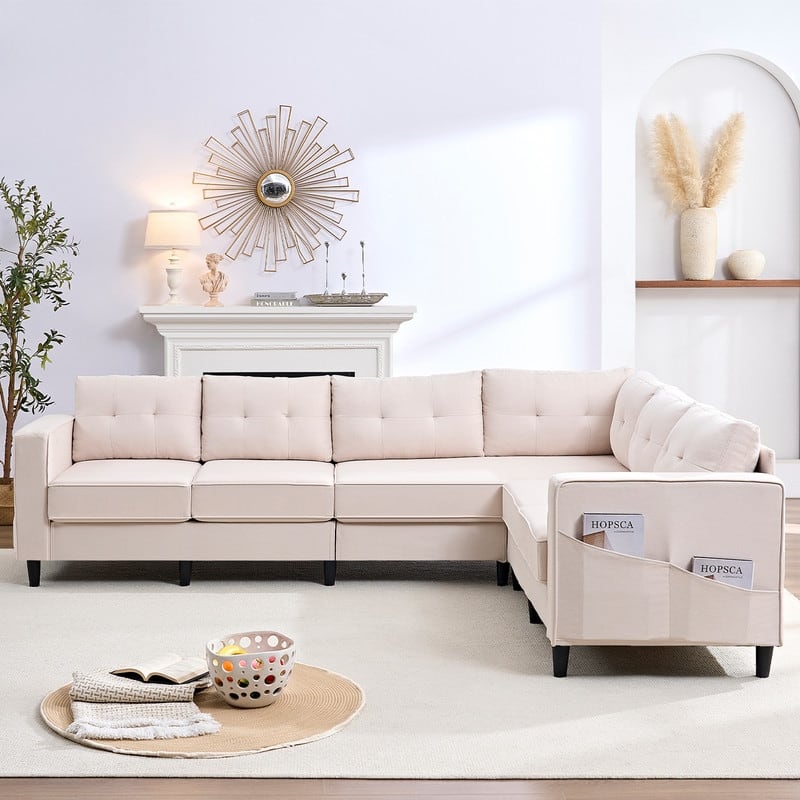 Mixoy 108"Snowflake Velvet Oversized Modular Sectional Sofa,L-Shaped Sectional Sofas with Side Pocket,Large 6 Seater Corner Sofa