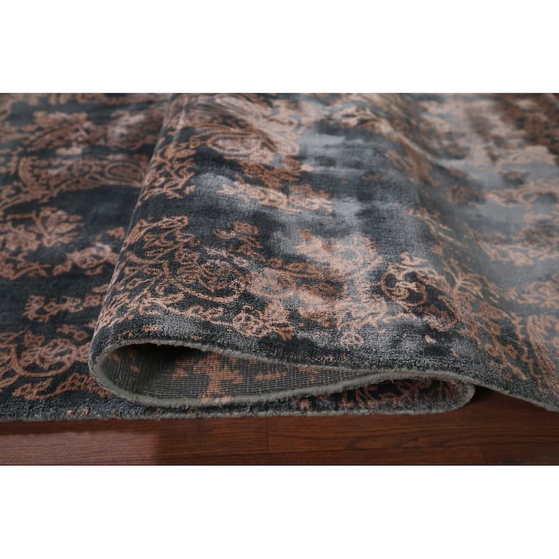 Abstract Indian Area Rug Handmade Contemporary Wool Carpet - 6'1"x 9'1"