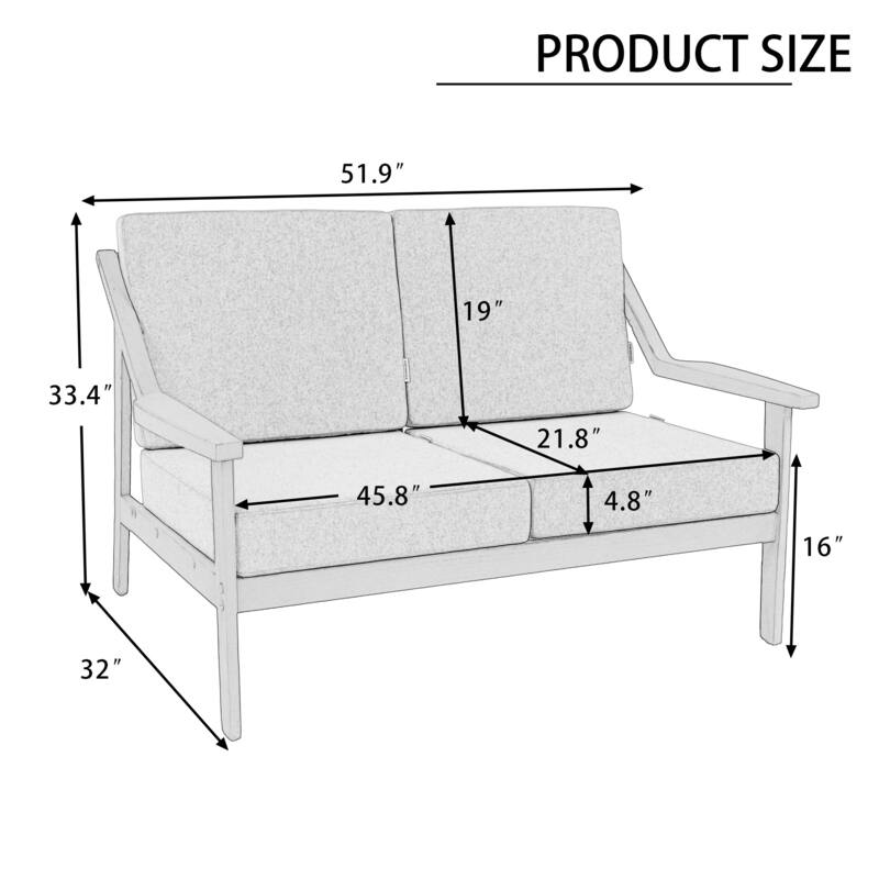 Outdoor Teak Wood Slat Back Patio Loveseat Sofa