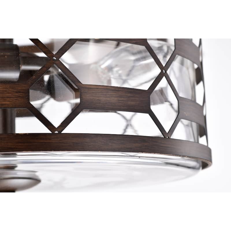 Dillon 52 Inch Imitation Wood Finish Clear Glass Ceiling Fan with Remote