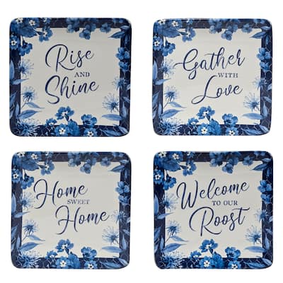 Certified International Indigo Rooster 6-inch Canape/Luncheon Plates, Set of 4