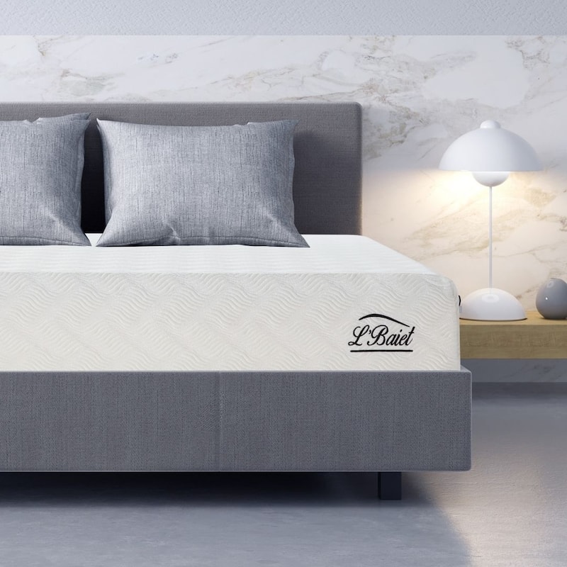 L'Baiet 6" Gel Memory Foam Mattress / Bed in a Box / Medium Firm / Breathable Cooling-Gel Comfort Technology - White - King - Medium