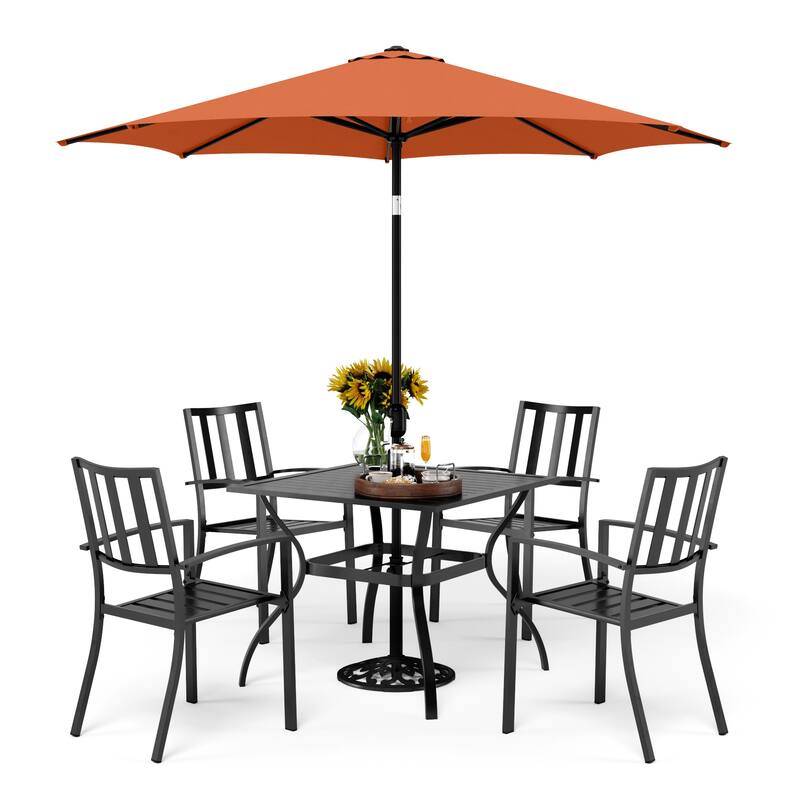 9ft Patio Umbrella Outdoor Market Table Umbrellas with 8 Ribs and Push Button Tilt