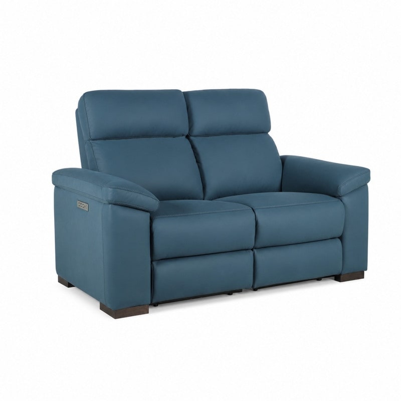 63" Top Grain Leather Zero Gravity Power Reclining Loveseat Sofa with Extendable Footrest and USB-C