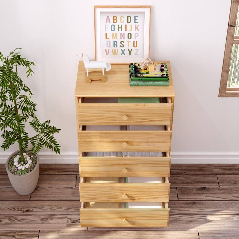 Max and Lily Classic Solid Wood 5-Drawer Dresser