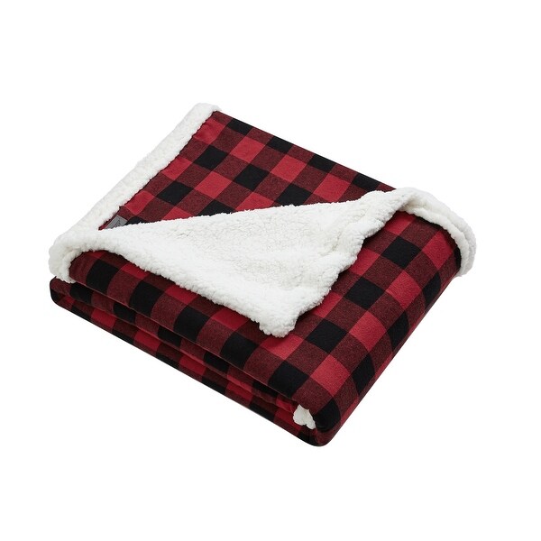 Eddie bauer cabin shop plaid sherpa throw