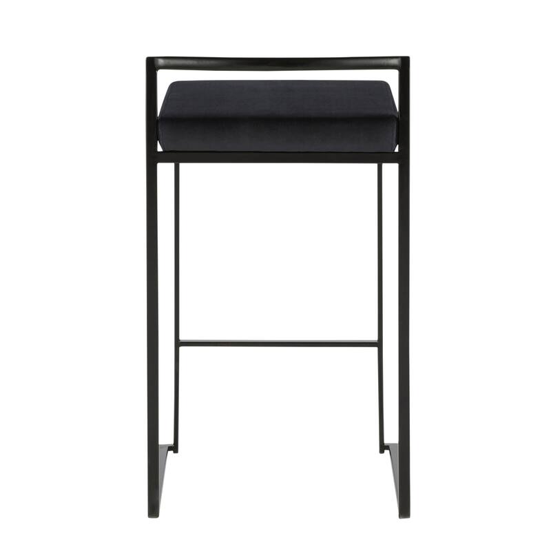 Porch & Den Forrest Contemporary Black Stackable Fully Welded Counter Stool (Set of 2)