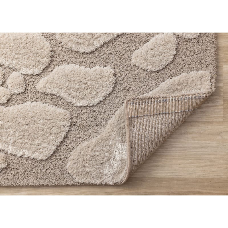 Luxurious Taupe Sand Stepping Stones High-Low Textured Rug
