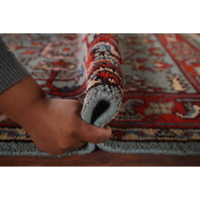 Blue Oushak Indian Accent Rug Hand-Knotted Transitional Wool Carpet - 3'0"x 4'10"