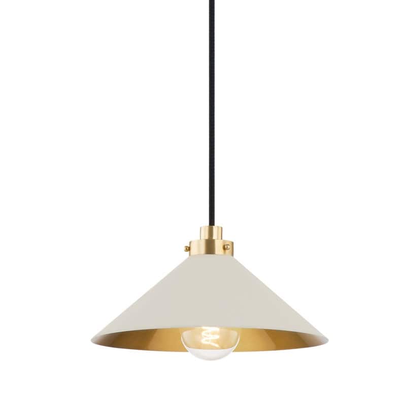 Hudson Valley Lighting MDS1401 Clivedon 12" Wide Pendant - Aged Brass / Off White