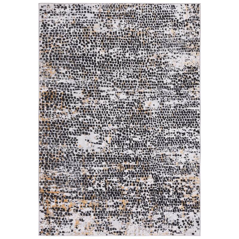SAFAVIEH Amelia Valvi Modern Abstract Rug - 6'7" Square - Charcoal/Gold