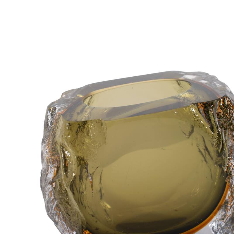 Dusty Olive Crystalized Glass Vase- Tall