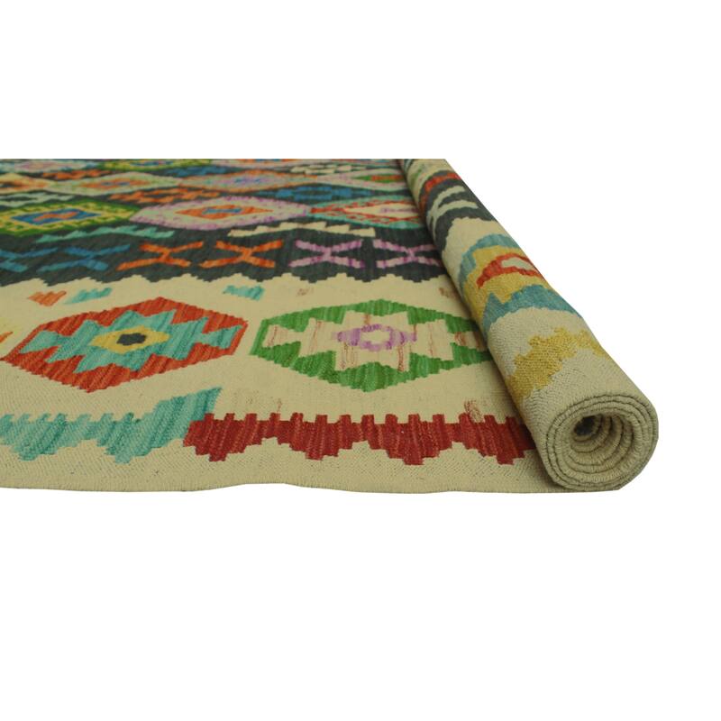 Hand-Woven Sangat Kilim Lizzie Charcoal/Ivory Rug - 8'3" x 11'1"
