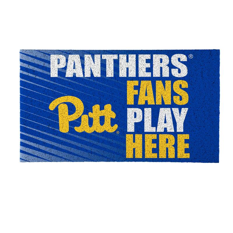 28 in. x 16 in. University of Pittsburgh "Fans Play Here" PVC Door Mat