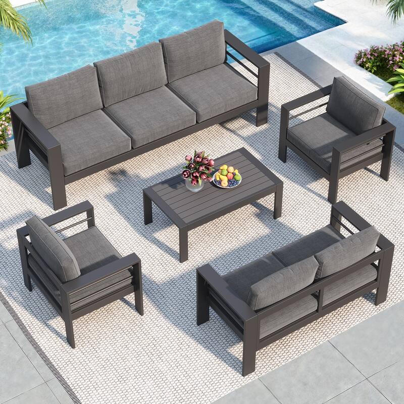 Royalcraft 5 Piece Aluminum Outdoor Furniture Set - Dark Grey