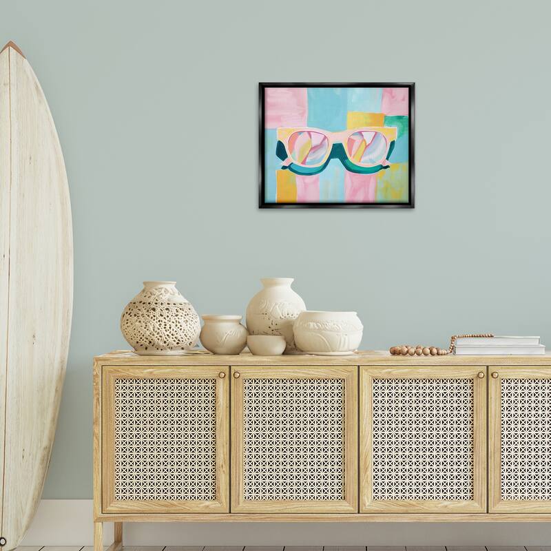 Stupell Blocked Pastels & Sunglasses Framed Floater Canvas Wall Art Design By Arlington Prints