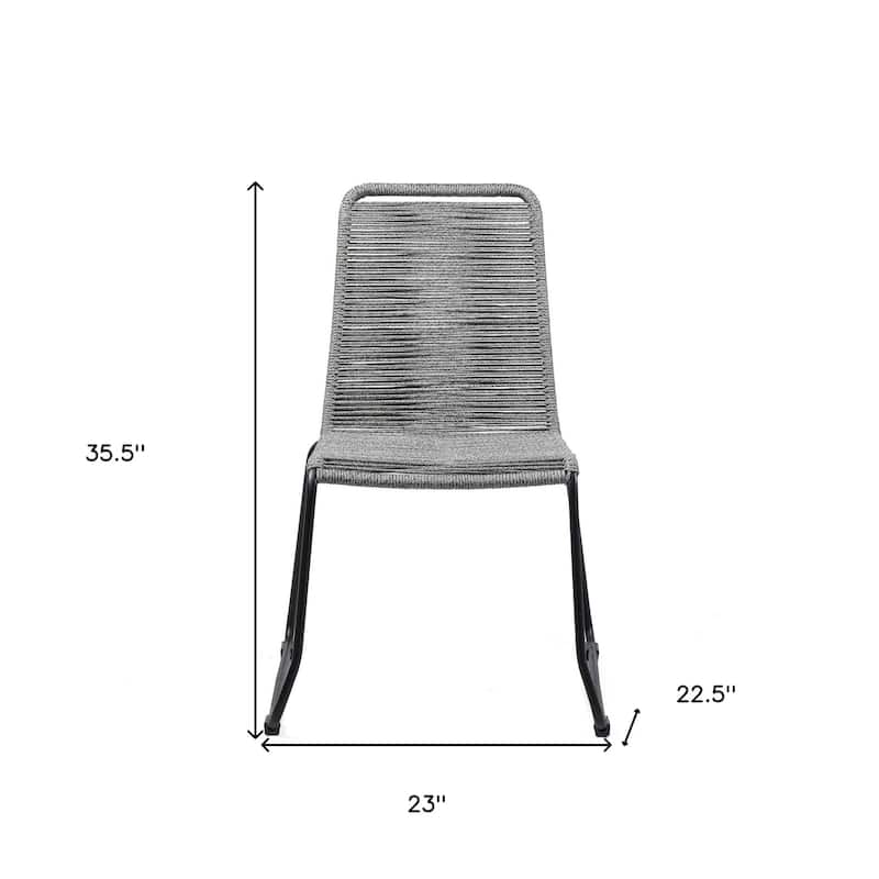 Set of Two 23" Gray Metal Outdoor Dining Chair