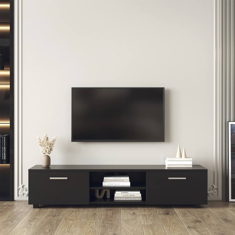 TV Stand, Television Stands with 2 Drawers, Open Shelves Console Table, Modern Entertainment Center TV Console