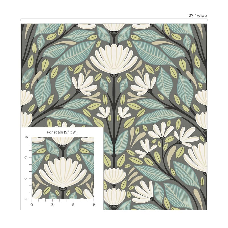 Seabrook Designs Carmela Folk Floral Unpasted Wallpaper