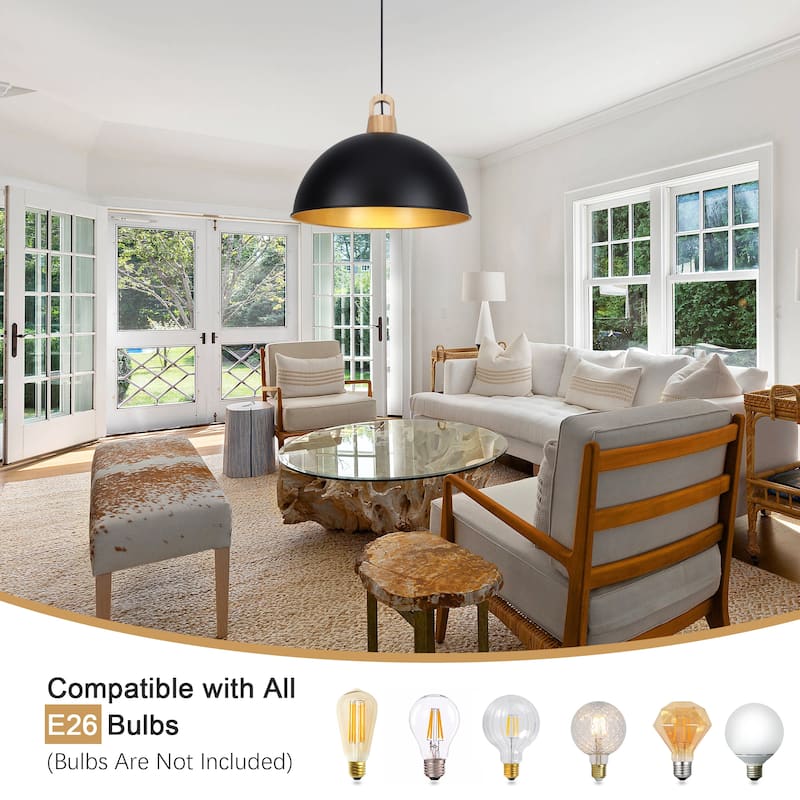 1 - light Industrial Dome Pendant Modern Hanging Lamp for Dining Room Living Room Foyer