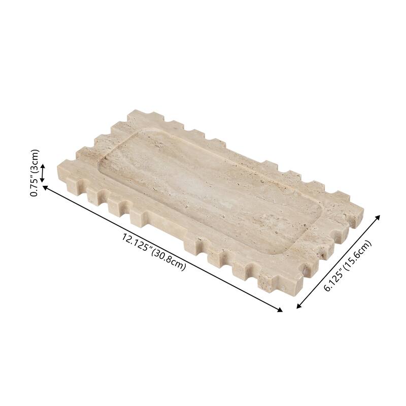SAFAVIEH Home Lulu Tan Travertine Tray - 12.1"W x 6.1"D x 0.8"H