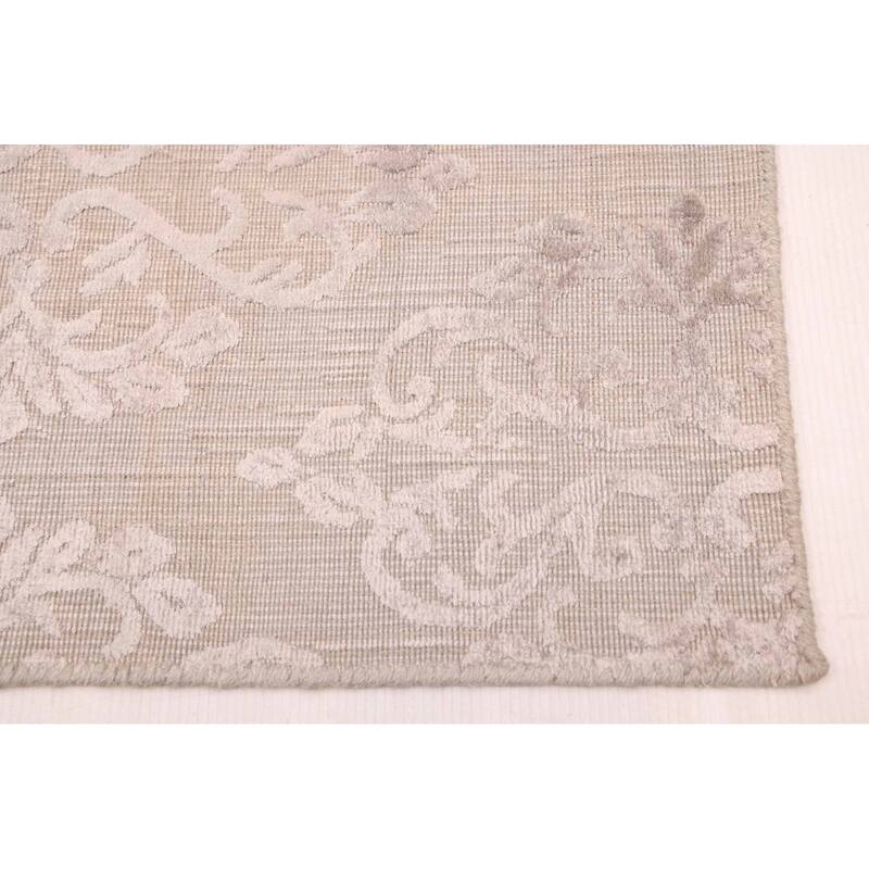 ECARPETGALLERY Hand Loomed Elysian Grey Viscose, Wool Rug - 5'0 x 7'11