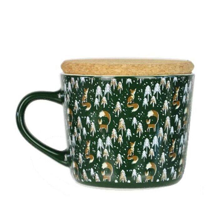 STP Goods Winter Forest Ceramic Mugs w/ Cork Lid Set of 2