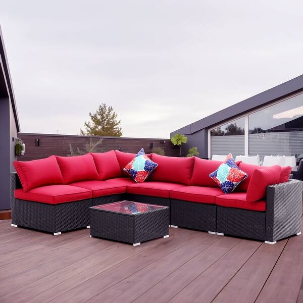 Zenova Rattan 2 or 7piece Wicker Sofa Conversation Set Outdoor Patio Seating Sofa Set On Sale