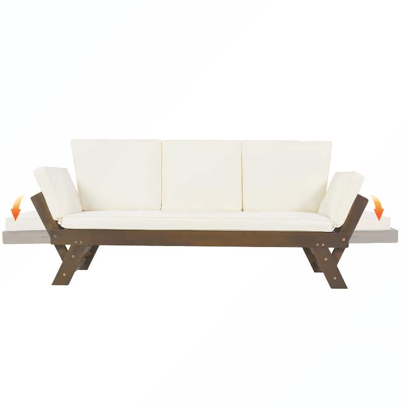 Patio Adjustable Patio Wooden Daybed Sofa