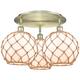 Option Antique Brass / White Glass with Brown Rope