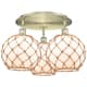 Option Antique Brass / White Glass with Brown Rope