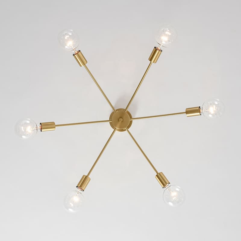 6-Light Mid-century Modern Spider Metal Chandelier - 28.0 in