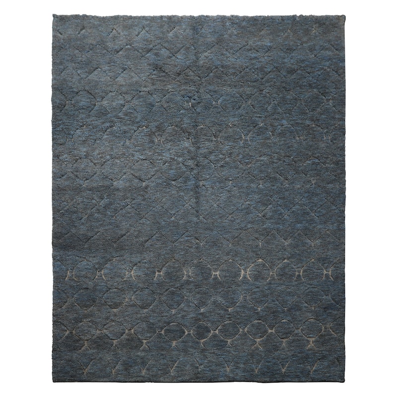 8x10 Tibetano Hand Knotted Wool Grey Modern & Contemporary Plush Pile Rug - 8' x 10'