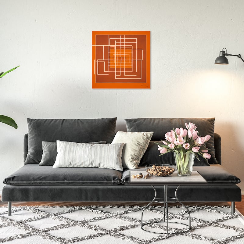 Wynwood Studio Canvas Abstract Minimalist Squares Orange and Cream White Modern & Contemporary Wall Art Canvas Print - 20 x 20