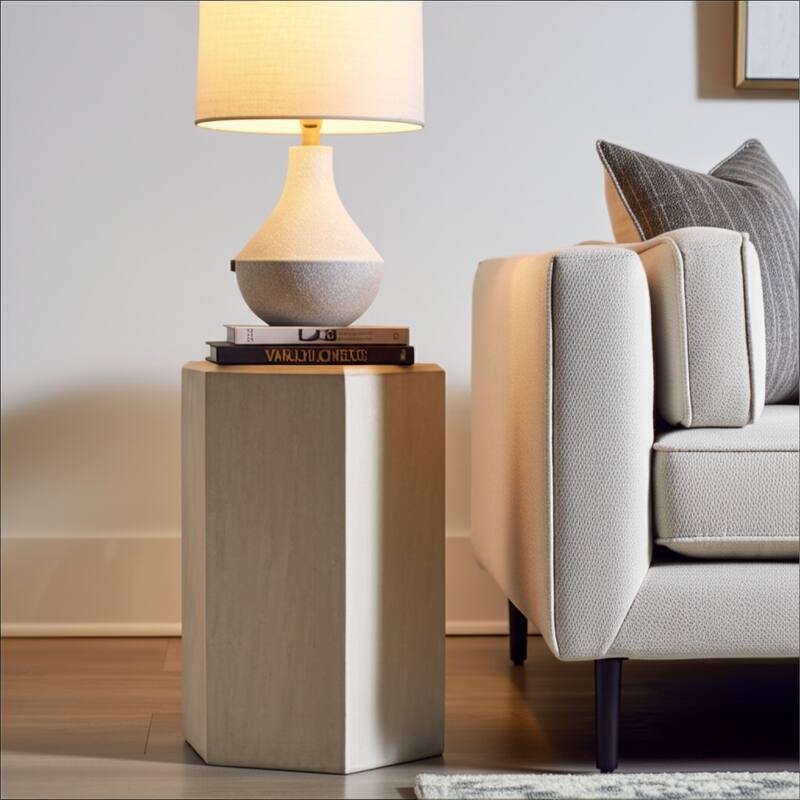 Natural Wood Side Table Elegant Geometric Design Narrow End Accent